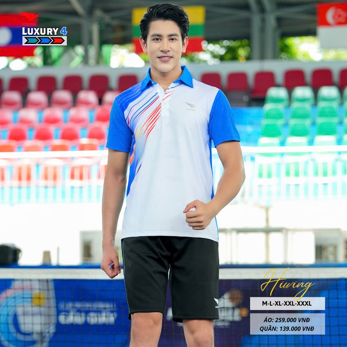 Áo bóng chuyền cầu lông pickleball nam HIWING LUX 4 màu xanh